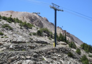 Going up Mammoth Mountain