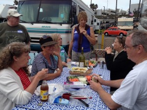 LONG-time friends enjoying barbeque