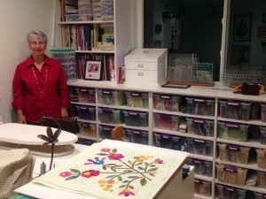 Laurine in her sewing room