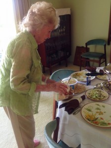 Aunt Marti serving dinner