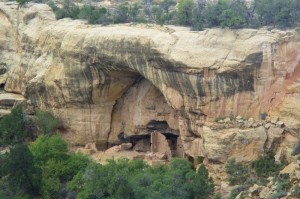 Sandstone alcove with cliff dwellings