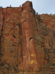 Rock climbers on the rock face